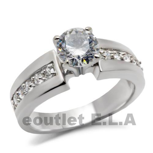 1.55CT CZ SOLITAIRE PLUS STAINLESS STEEL RING-3sizes